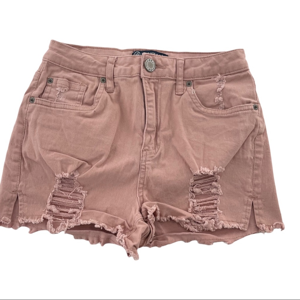 Boom Boom Shorts Stretch Pink Distressed Cut Off Frayed Cuffed Sz7
